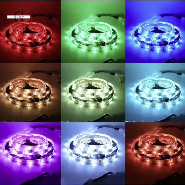 Світлодіодна стрічка 5050 RGB - 16 кольорів, IP65, 55 люмен, 9000 годин роботи від USB 5V з Bluetooth та мобільним додатком