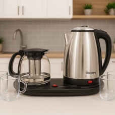 Чайник электрический с автоподогревом заварника на подставке +4 чашки