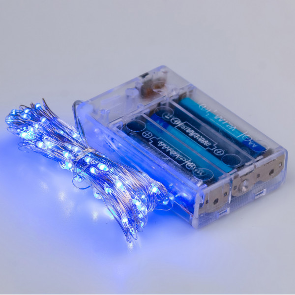 Гірлянда світлодіодна на батарейках+USB  GarlandoPro 50LED 5м мідний провід гірлянди роса Синій