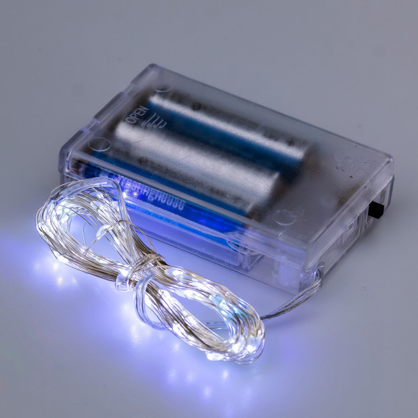 Гірлянда світлодіодна на батарейках +USB GarlandoPro 100LED 10 метрів мідний дріт світлодіодна гірлянда Білий