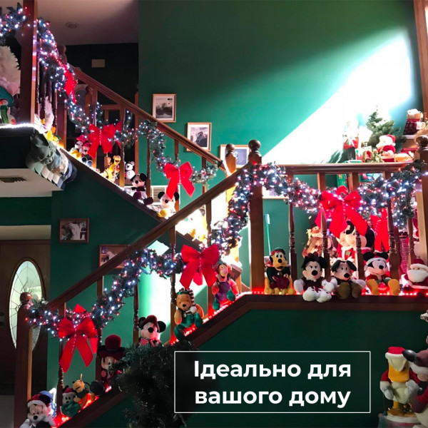 Гірлянда нитка 16 м на 400 LED лампочок світлодіодна чорний провід 8 режимів роботи