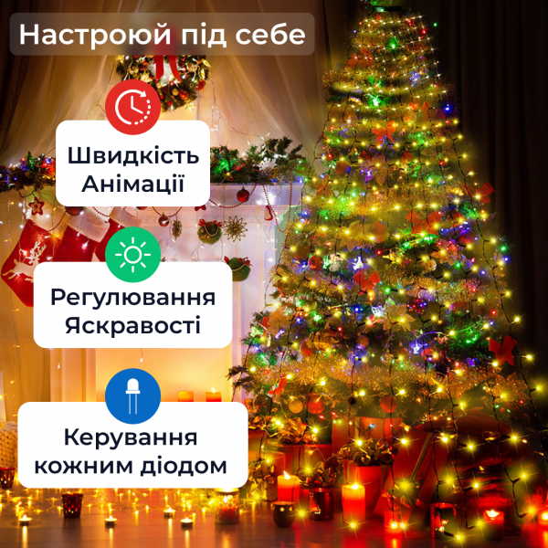 Розумна гірлянда GarlandoPro 1733041ML 200LED 2m Multicolor смарт гірлянда