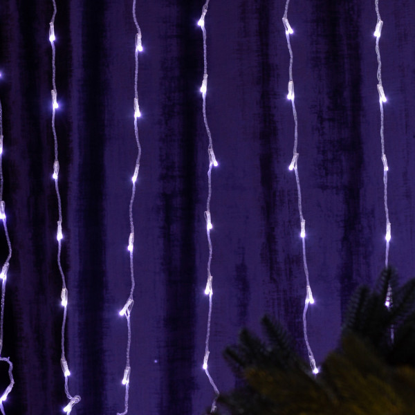 Гірлянда Водоспад 3х2 м 210 LED (480 L) лампочок світлодіодний прозорий дріт 10 ниток 8 режимів Білий