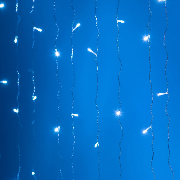 Гірлянда Водоспад 3х2 м 210 LED (480 L) лампочок світлодіодний прозорий дріт 10 ниток 8 режимів Білий