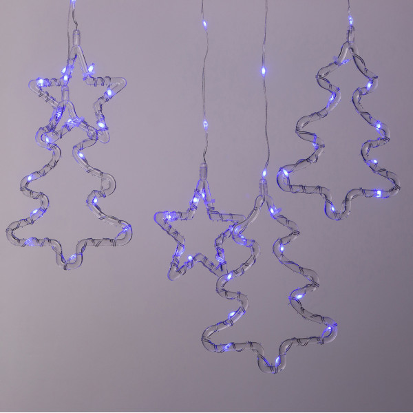 Гірлянда світлодіодна штора GarlandoPro зірка та ялинка 120LED 3х0,9 м 8 режимів Синій