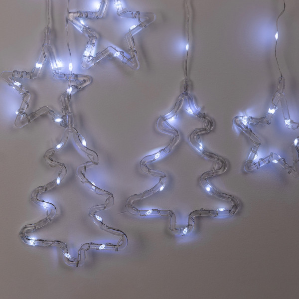 Гірлянда штора світлодіодна GarlandoPro зірка та ялинка 120LED 3х0,9 м 8 режимів Білий