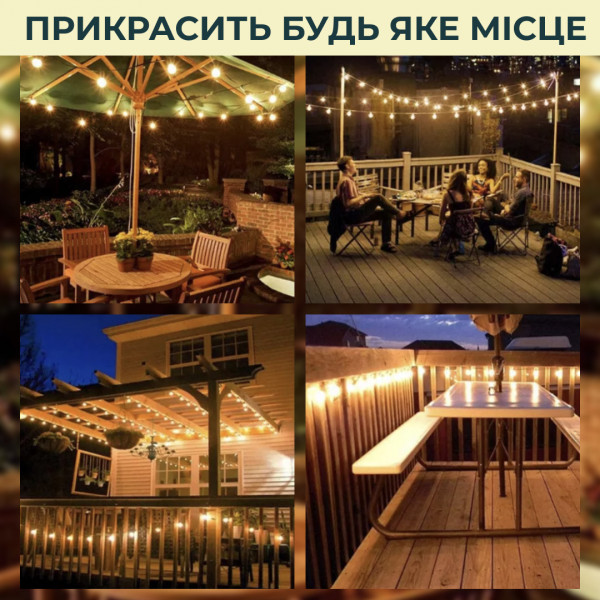 Вулична гірлянда лампочки GarlandoPro гірлянда вулична ретро світлодіодна 1733074Y G20 20LED 5m