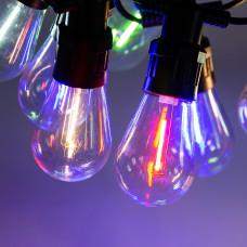 Гірлянда вулична в стилі ретро світлодіодна мультиколор S14 на 10 LED ламп довжиною 5 метрів