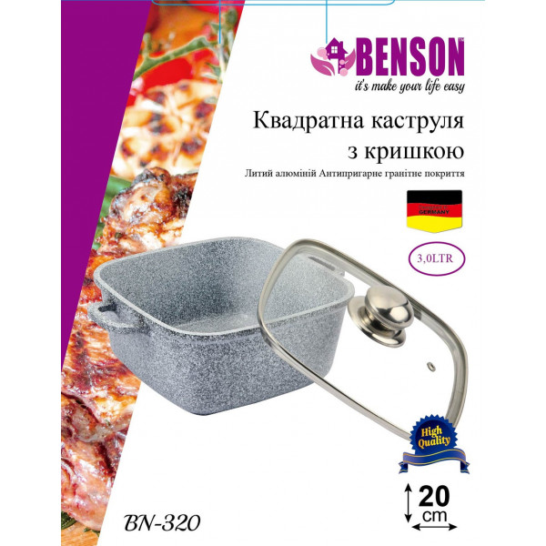 Каструля (казан) із гранітним покриттям Benson BN-320 (ємність 3 л)