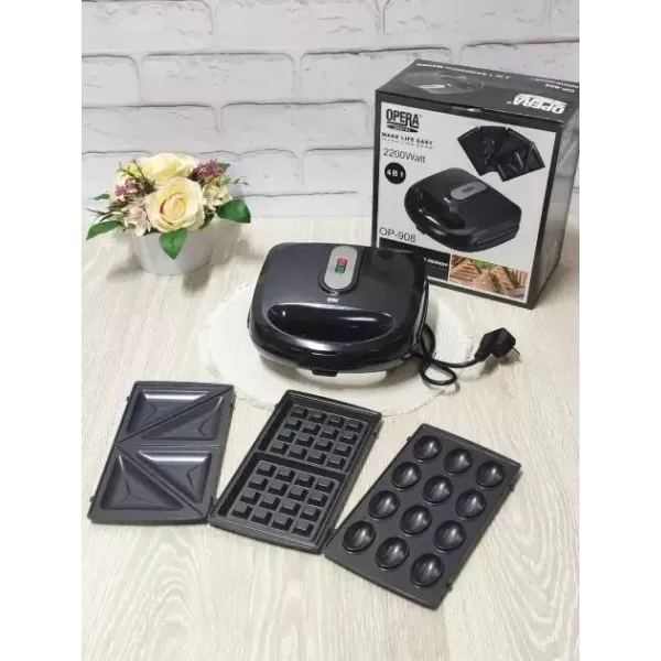 Гриль / Мультимейкер (Вафельниця) SandwichMaker Opera OP-908 4в1 2200W