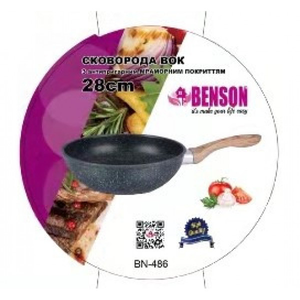 Сковорода WOK с антипригарным мраморным покрытием Benson BN-486 Ø28см