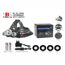 Налобний Ліхтарик X-BAIL RJ-3000-T6 Boriut Адаптор 220v/12v/2-Акумулятора ((HEAD TORCH))