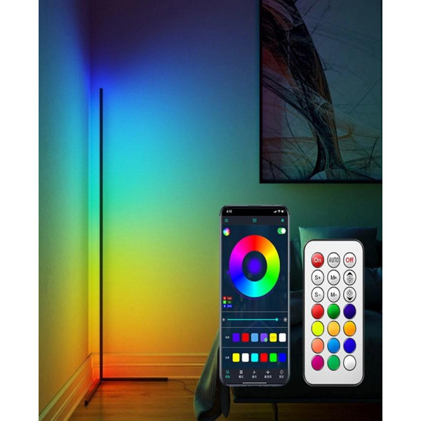 Підлогова кутова RGB лампа торшер EL-2187 з пультом керування + додаток
