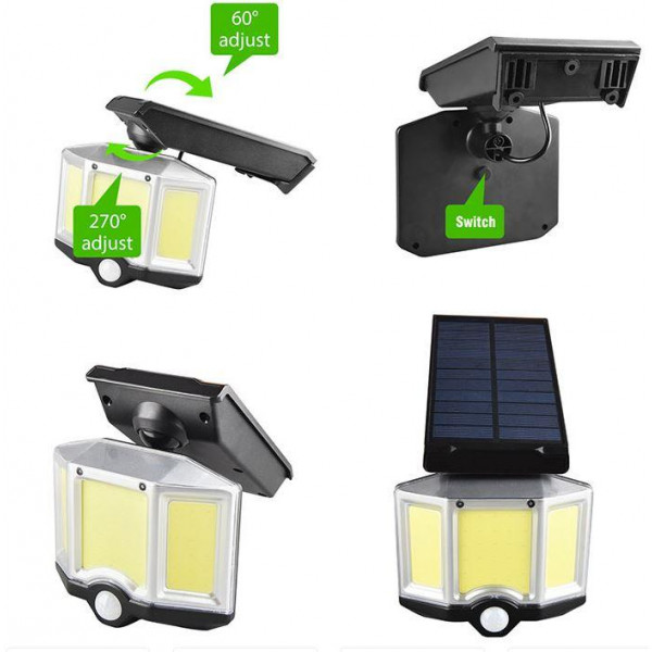 Вуличний ліхтар на сонячній батареї з датчиком руху та пультом SOLAR WALL LAMP YT-66B
