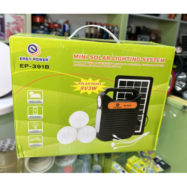 Кемпінговий ліхтар на сонячній батареї EASY POWER EP-391B Bluetooth/USB/Power Bank/3 лампочки
