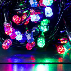 Гірлянда Нитка Кристал рубін 8мм LED 100 ламп Чорний провід Мультиколор