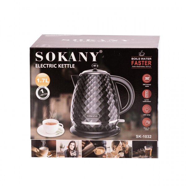 Электрочайник стильный дисковый 1,7 л 2200 Вт Sokany SK-1032