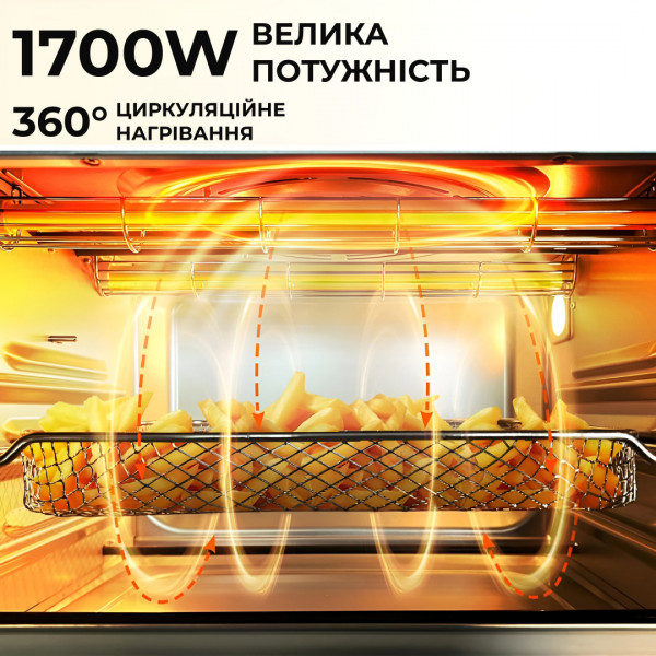 Духовка настільна електрична 1700 Вт 50 л електропіч для дому з таймером SK-10011