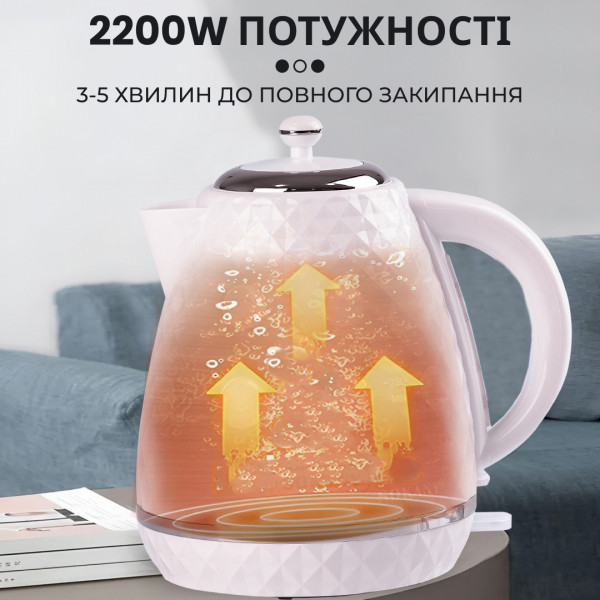 Електрочайник дисковий стильний 1,7 л 2200 Вт Sokany SK-1032 Білий