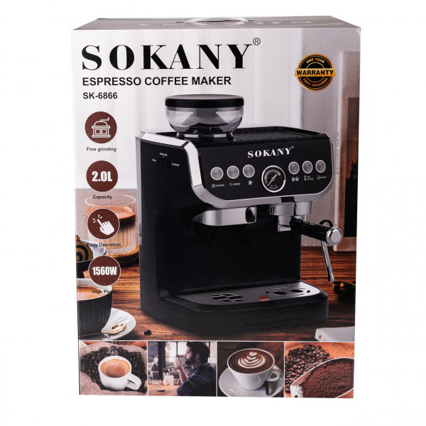 Кавоварка професійна електрична 1560 Вт 2 л Sokany SK-6866