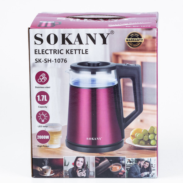 Электрочайник на 1.7 л с автоматическим отключением 2000 Вт Sokany
