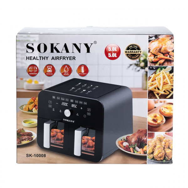 Аерофритюрниця SOKANY SK-10008 10 л 2400 Вт з двома відділеннями і сенсорним керуванням
