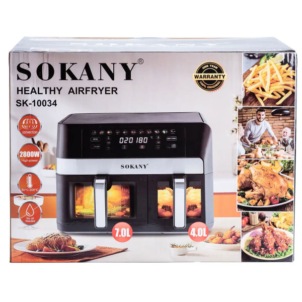 Аерогриль-фритюрниця SOKANY SK-10034 11 л 2800 Вт з сенсорним керуванням