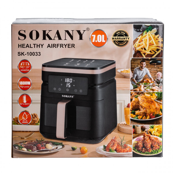Мультипіч аерогриль SOKANY SK-10033 | 7 л, 1800 Вт, таймер, терморегулятор, аерофритюрниця