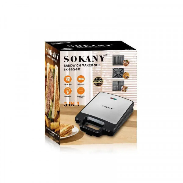 Мультипекар з насадками 1400 Вт професійна вафельниця електрична Sokany