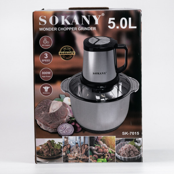 Чоппер измельчитель 4 лезвия с чашей на 5 л мясорубка Sokany