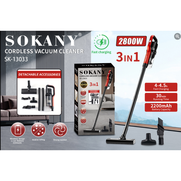Аккумуляторный ручной пылесос Sokany 2800 Вт электрический ховер для химчистки