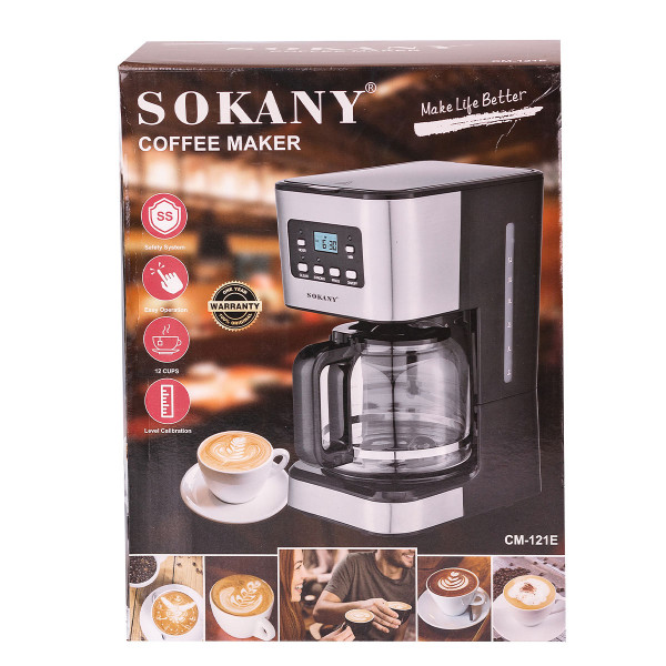 Кофеварка капельная Sokany с подогревом кофейника 1.5 литра