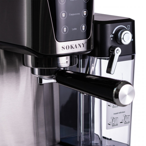 Кофеварка рожковая 3в1 с капучинатором 1350 Вт бак 1л Sokany SK-04027