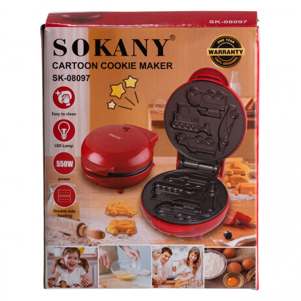Вафельница для вафель в виде машинок 550 Вт антипригарное покрытие Sokany SK-08097