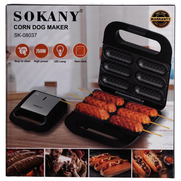 Апарат для корн догів на 6 шт. з антипригарним покриттям 750 Вт Sokany SK-08037