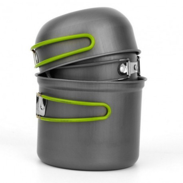 Производный набор посуды Cooking Set SY-201 из анодированного алюминия, 4 предмета, компактный для кемпинга