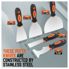Шпатель або скребок для дому 5 Pcs Putty Knife Set Drywall Knife Painter Stainless steel 1.5" 3" 4" 6" 6 in 1