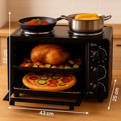 Комбинированная электрическая мини-печь с духовкой и 2 конфорками. №2