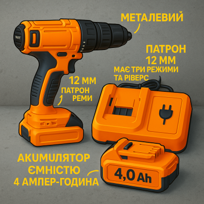 Дриль-шуруповерт MULIN SEN 24V у кейсі, метал. патрон, 2×4.0Ah АКБ, реверс, 3 режими №3