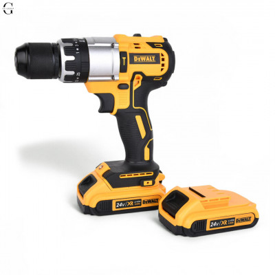 Шуруповерт DeWALT 24V Бесщеточный + 2 АКБ 4Ah + Металлический патрон №1