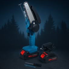 Пила аккумуляторная цепная 16 см (6") 88V, 2×2500 мА·ч, кейс, защита, быстрый заряд, мини пила для дома и сада