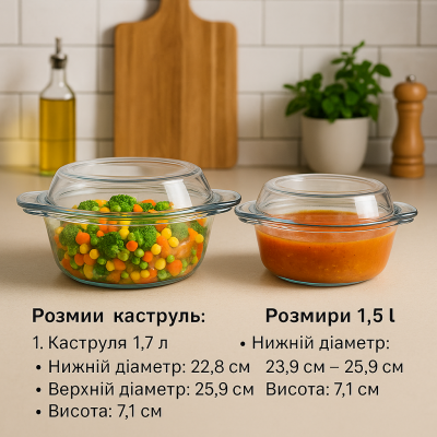 Набір скляних каструль 4+4 для плит та духовок. №2