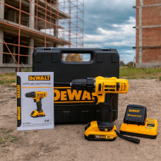 Шуруповерт аккумуляторный DeWalt 21V с набором инструментов в кейсе, 2 аккумулятора 2.0Ah