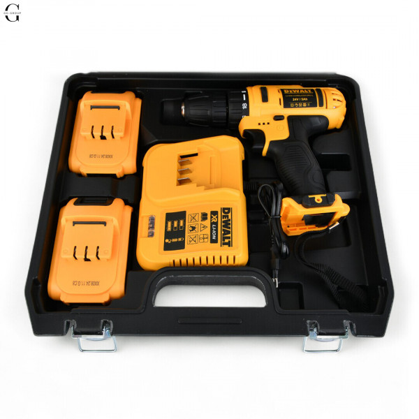 Шуруповерт аккумуляторный DeWalt 21V с набором инструментов в кейсе, 2 аккумулятора 2.0Ah