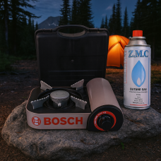 Портативная мини туристическая газовая плита BOSCH с кейсом и баллоном 25×17×8 см