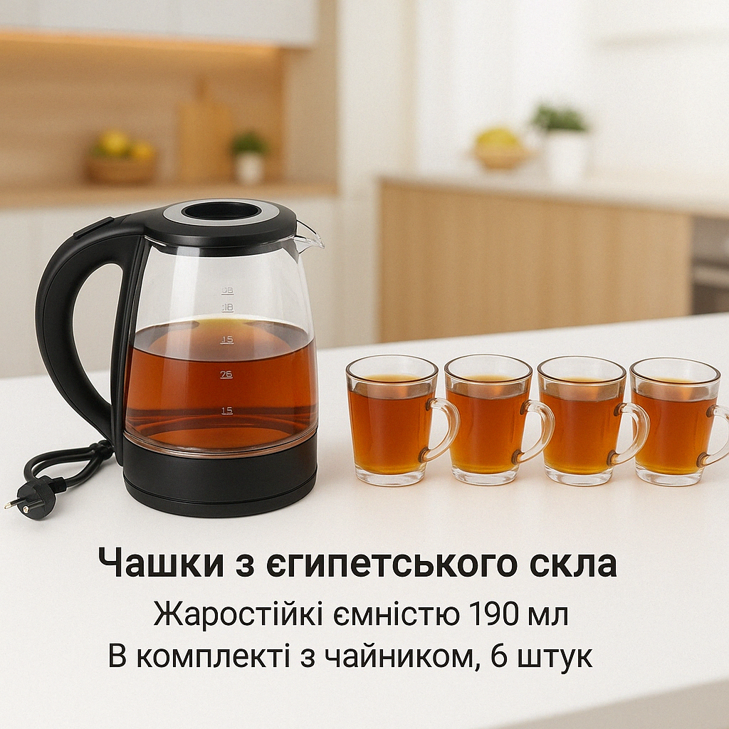Чайник электрический + 6 чашек №4