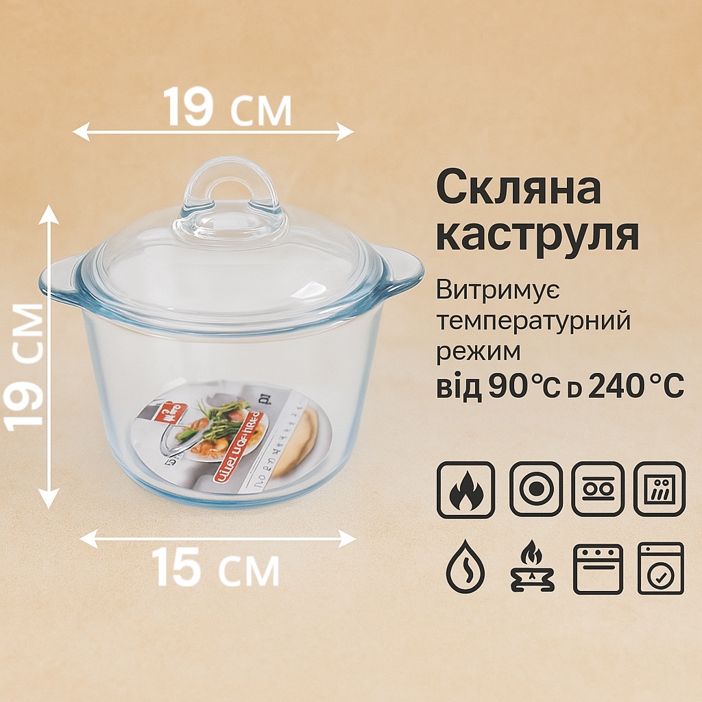 Набор стеклянных кастрюль из жаропрочного стекла. №2
