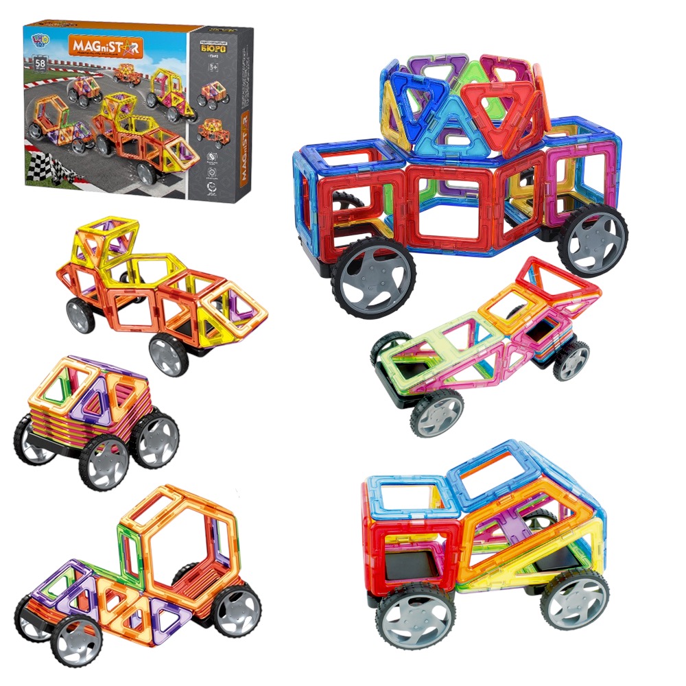 Конструктор LT3002 магнитный, транспорт, 58 деталей Magnit/Magical/LIMO TOY №1