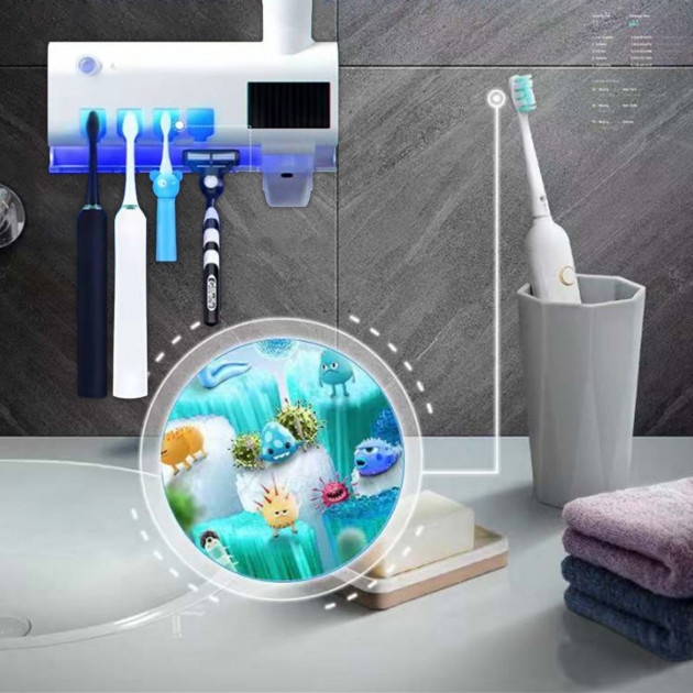 Автоматический диспенсер-стерилизатор для зубных щеток Toothbrush Sterilizer NJ-244, UV-дезинфекция, аккумулятор №2