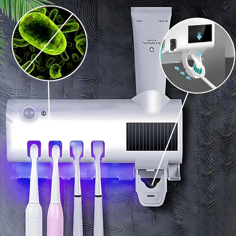 Автоматический диспенсер-стерилизатор для зубных щеток Toothbrush Sterilizer NJ-244, UV-дезинфекция, аккумулятор №1